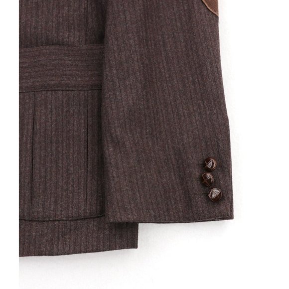 Billy Reid Wool Blazer Sport Coat Size 46R Brown Elbow Patches Jacket Italy - Picture 14 of 14